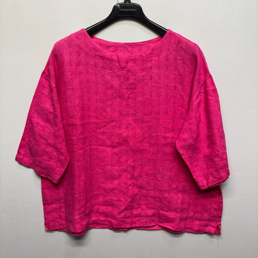 Bryn Walker Women 100% Linen Blouse Top Shirt Size Small Pink USA D095 -16